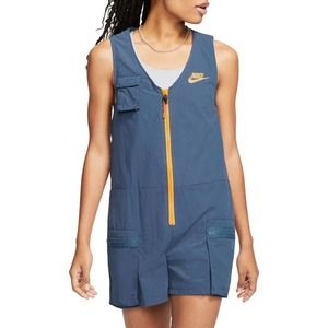 Nike Sportswear Icon Clash Romper Womens Small Diffused Blue Zip Up Lightweight